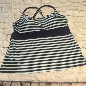 Basic Editions Navy Stripe Swim Top